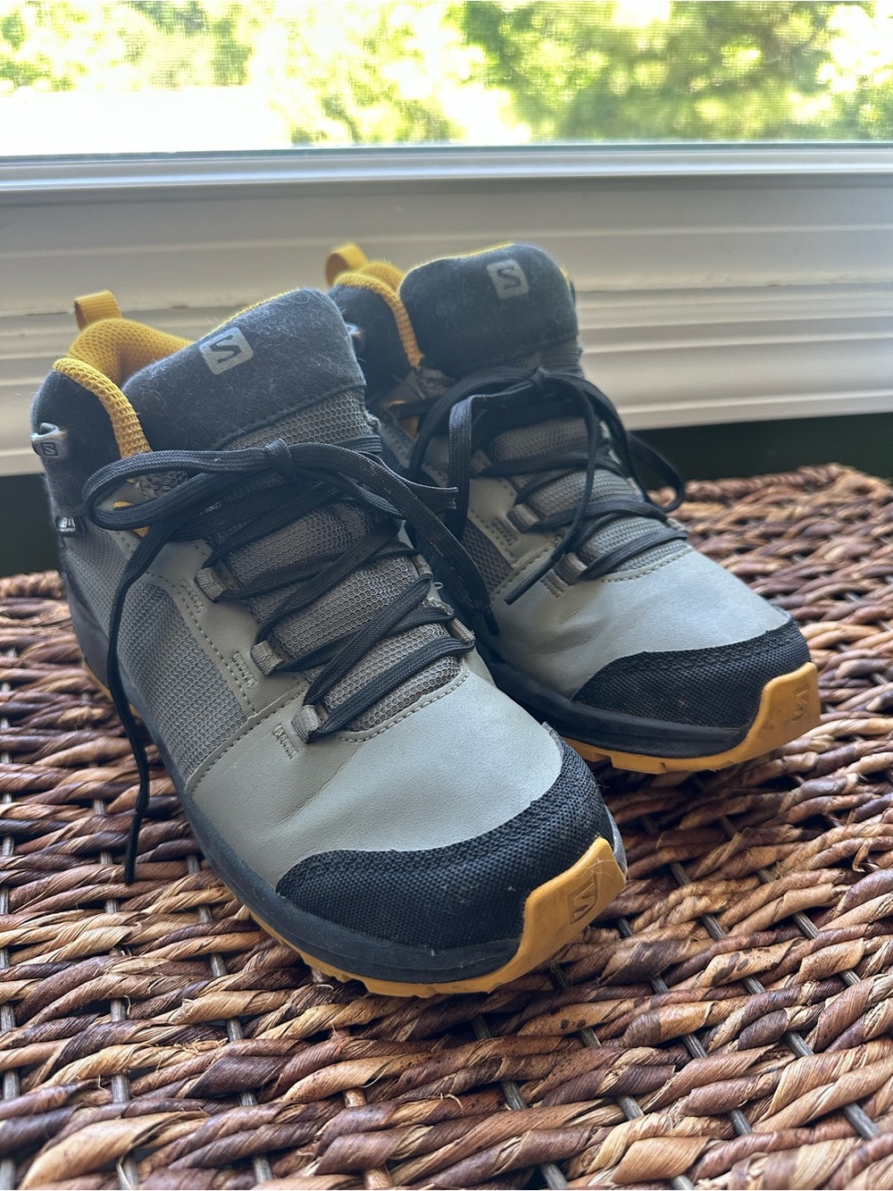 Salomon Boys Grey and Yellow Hiking Trail Shoes